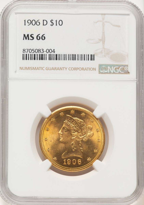 1906-D $10 Liberty Gold Eagle Coin NGC MS66 coin front image