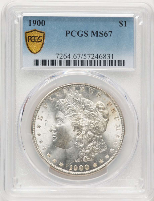 1900 S$1 Morgan Silver Dollar Coin PCGS MS67 coin front image