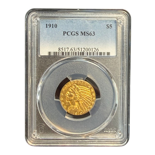 1910 $5 Indian Head Gold Half Eagle PCGS MS63
