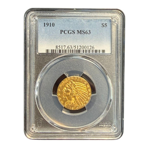  1910 $5 Indian Head Gold Half Eagle PCGS MS63 