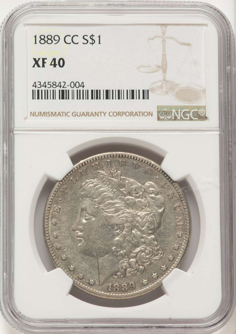 1889-CC S$1 Morgan Silver Dollar Coin NGC XF40 coin front image