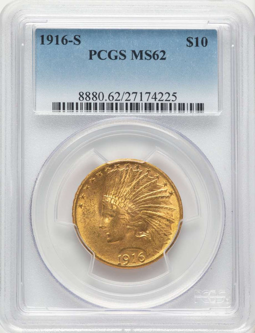 1916-S $10 Indian Gold Eagle Coin PCGS MS62 coin front image