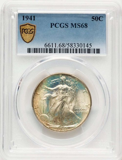 1941 50C Walking Liberty Half Dollar Coin PCGS MS68 coin front image
