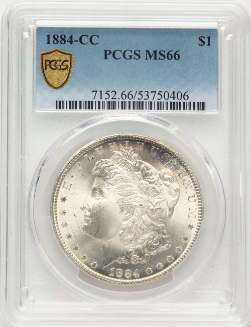 1884-CC S$1 Morgan Silver Dollar Coin PCGS MS66 coin front image
