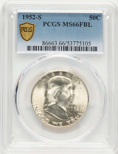 1952-S 50C Franklin Half Dollar Coin PCGS MS66 coin front image