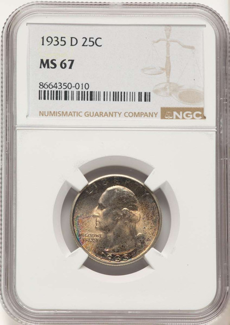 1935-D 25C Washington Quarter Coin NGC MS67 coin front image
