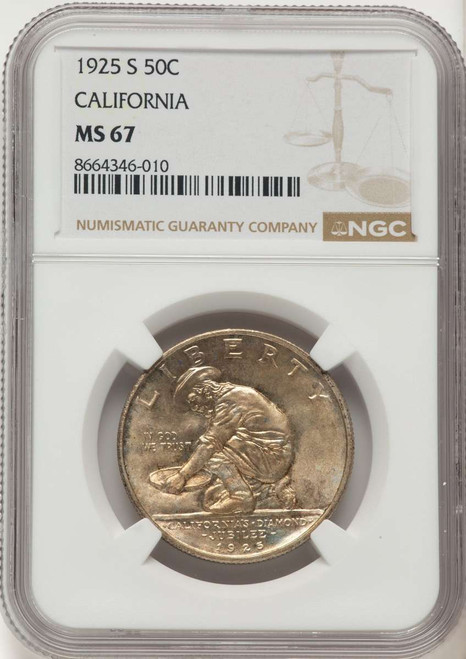 1925-S 50C Commemorative Silver Coin NGC MS67   California coin front image
