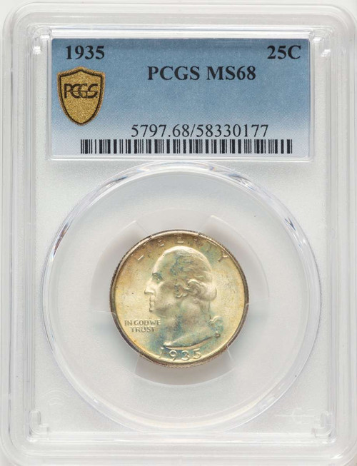 1935 25C Washington Quarter Coin PCGS MS68 coin front image