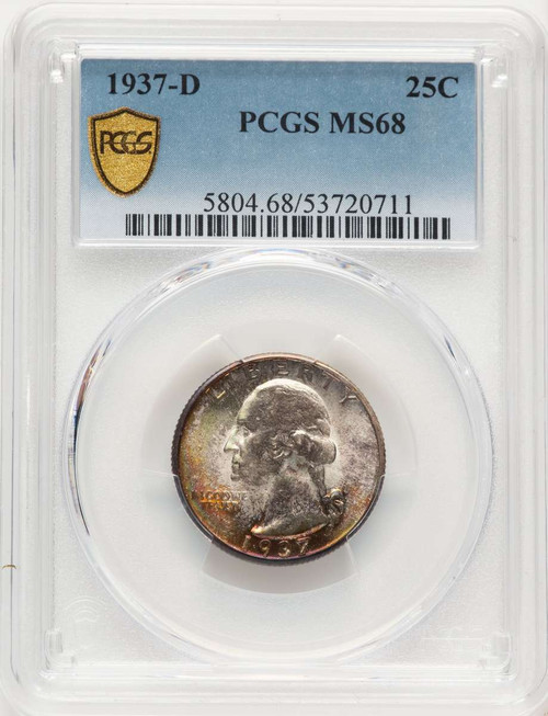 1937-D 25C Washington Quarter Coin PCGS MS68 coin front image
