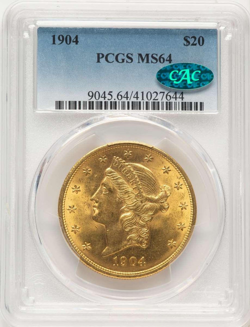 Bullionshark 1904 $20 Liberty Gold Double Eagle PCGS MS64  CAC - HAT787753002 