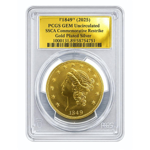 1849 (2025) 1/2 oz Silver SSCA Commemorative Restrike PCGS Gem UNC 