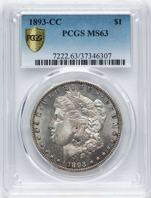 1893-CC S$1 Morgan Silver Dollar Coin PCGS MS63 coin front image