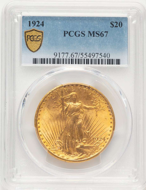 1924 $20 Saint Gaudens Double Eagle PCGS MS67 coin front image