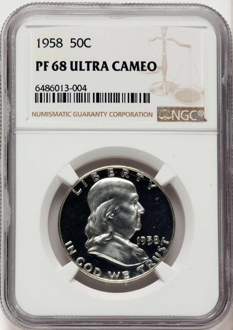 Bullionshark 1958 50C Proof Franklin Half Dollar Coin NGC PF68 UCAM - HAT772462010 