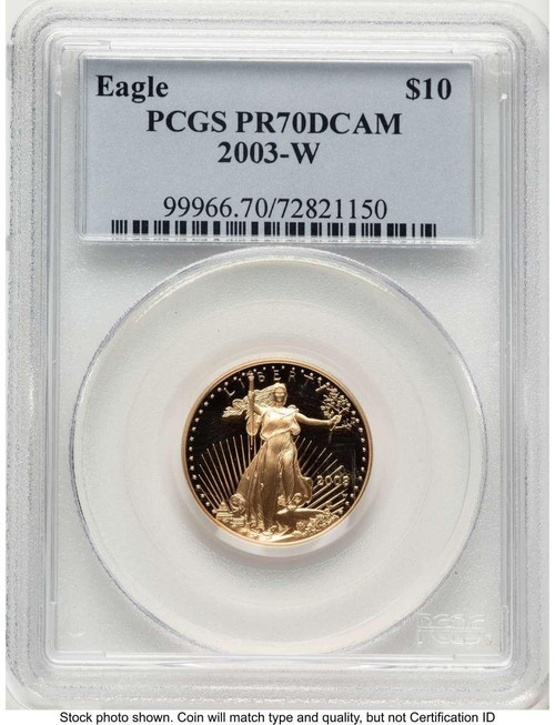 Bullionshark 2003-W $10 Proof 1/4 oz American Gold Eagle Coin PCGS PR70 DCAM - HAT507491020 