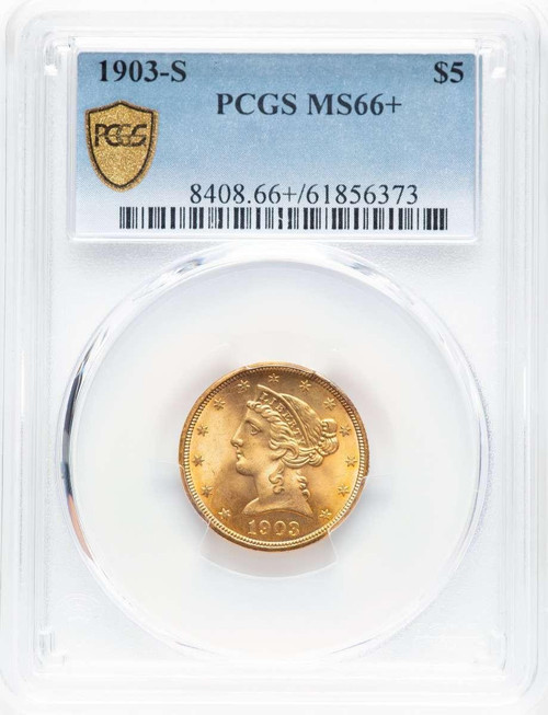 Bullionshark 1903-S $5 Liberty Gold Half Eagle Coin PCGS MS66  + - HAT506670019 