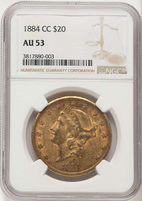 Bullionshark 1884-CC $20 Liberty Gold Double Eagle NGC AU53 - HAT787819002 