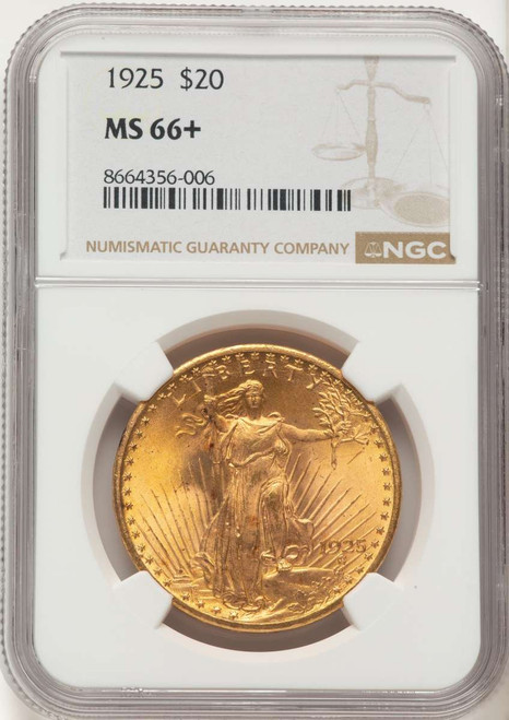 1925 $20 Saint Gaudens Double Eagle NGC MS66  + coin front image