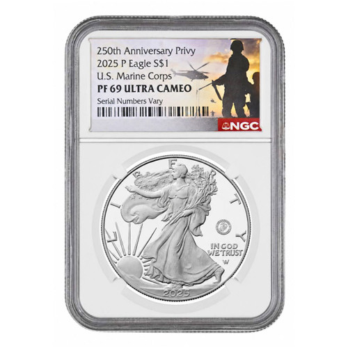 2025 Marine Privy Proof Silver Eagle NGC PF69 Ultra Cameo