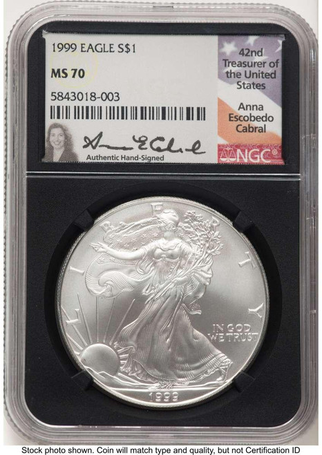 Bullionshark 1999 S$1 American Silver Eagle Coin NGC MS70 - HAT777402099 