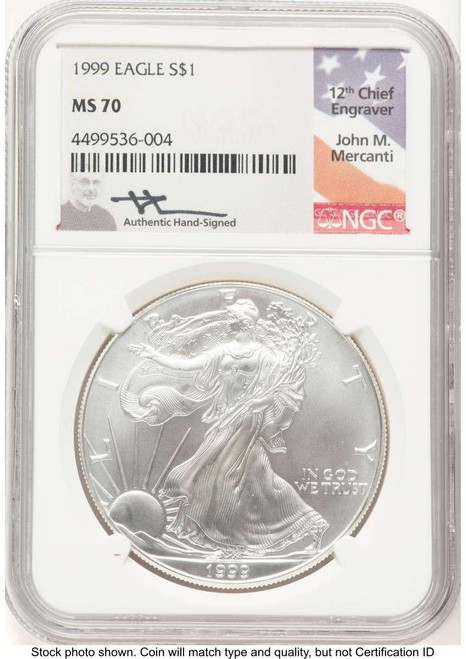 Bullionshark 1999 S$1 American Silver Eagle Coin NGC MS70 - HAT773359002 