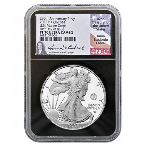 2025 Silver Eagle NGC MS70 Early Releases Black Core - David J