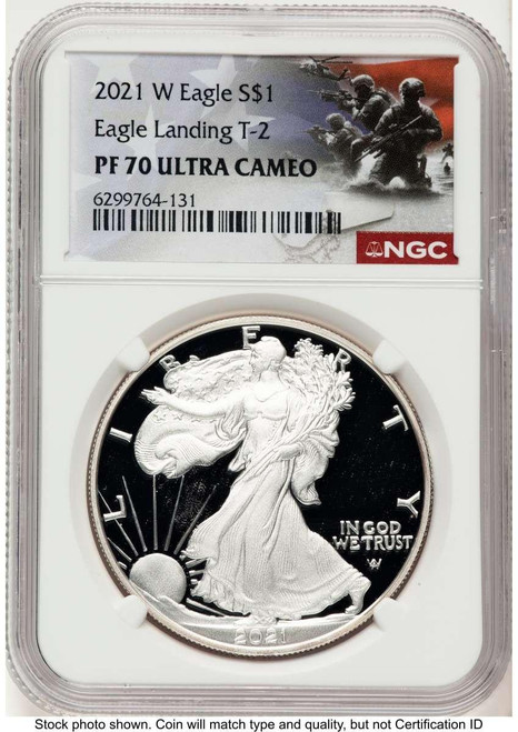 Bullionshark 2021-W S$1 Proof American Silver Eagle Coin NGC PF70 UCAM - Type Two - HAT524344010 