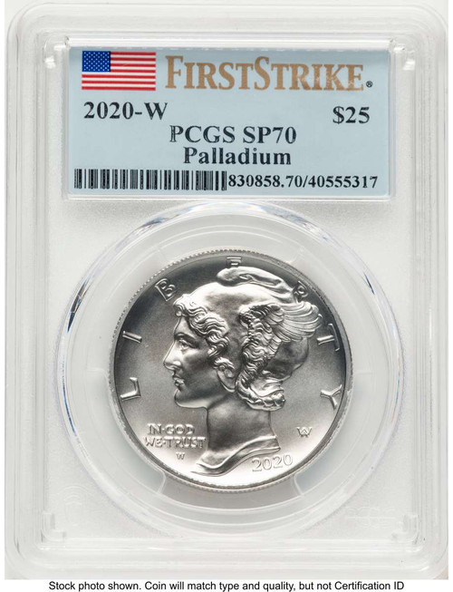2020-W $25 Burnished Palladium Eagle Coin PCGS MS70 coin front image
