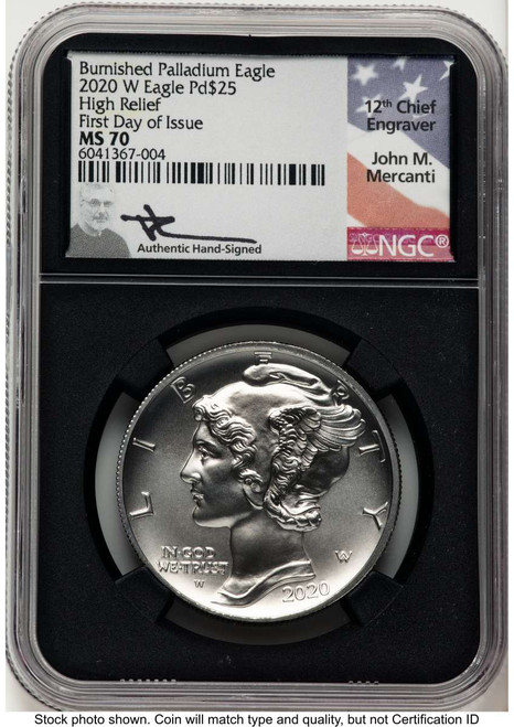 2020-W $25 Burnished Palladium Eagle Coin NGC MS70 coin front image