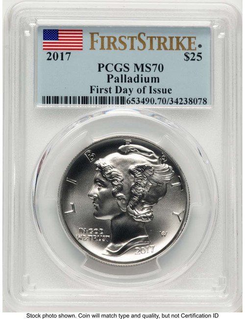 2017 $25 Palladium Eagle Coin PCGS MS70 coin front image