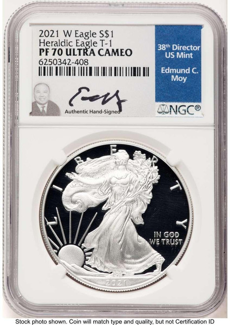 Bullionshark 2021-W S$1 Proof American Silver Eagle Coin NGC PF70 UCAM - Type One - HAT524021025 