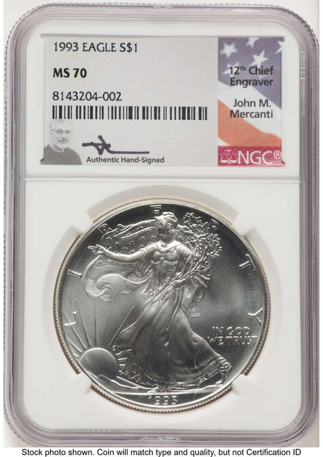 Bullionshark 1993 S$1 American Silver Eagle Coin NGC MS70 - HAT520092130 