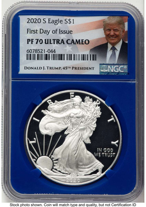 2020-S S$1 Proof American Silver Eagle Coin NGC PF70 UCAM - First Day of Issue coin front image