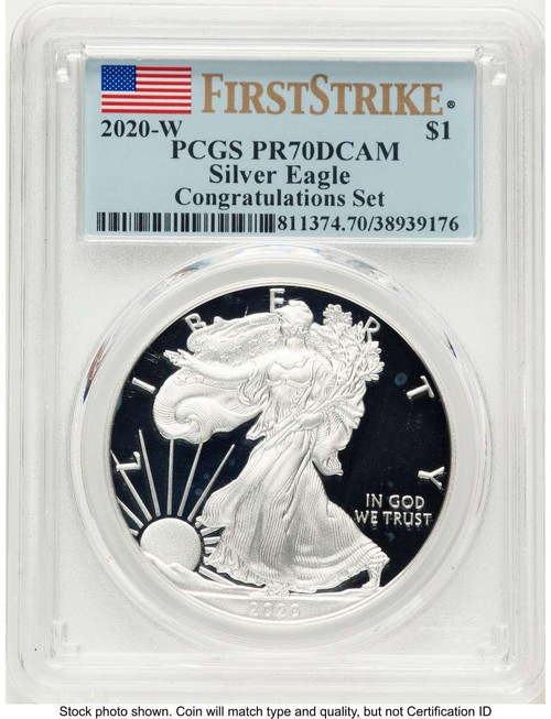 Bullionshark 2020-W S$1 Proof American Silver Eagle Coin PCGS PR70 DCAM - Congratulations Set - HAT787442125 