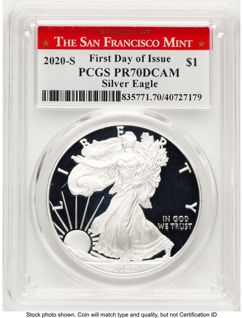 2020-S S$1 Proof American Silver Eagle Coin PCGS PR70 DCAM coin front image