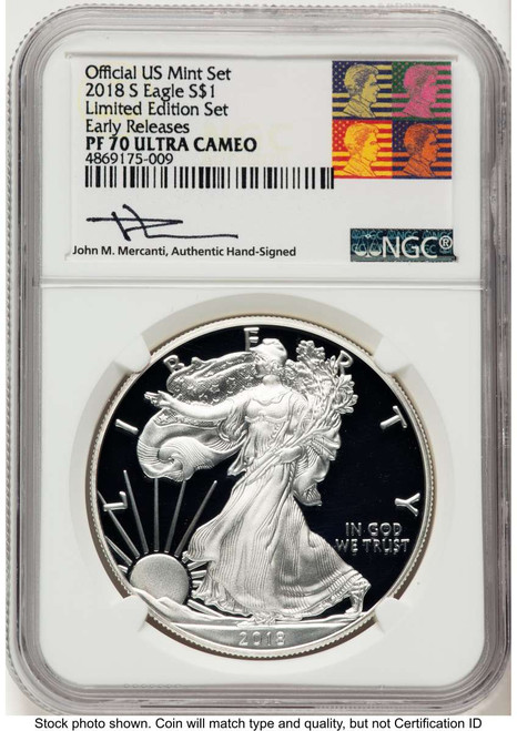 2018-S S$1 Proof American Silver Eagle Coin NGC PF70 UCAM - Limited Edition  Set - First Strike coin front image