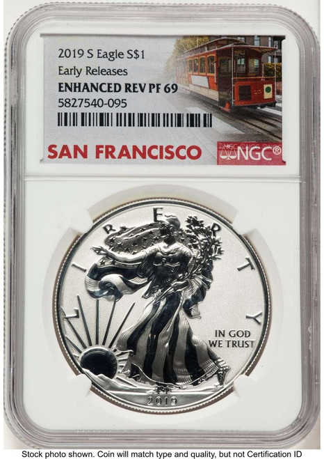 Bullionshark 2019-S S$1 Reverse Proof American Silver Eagle Coin NGC rev PF69   Enhanced Rev PR - First Strike - HAT769485082 