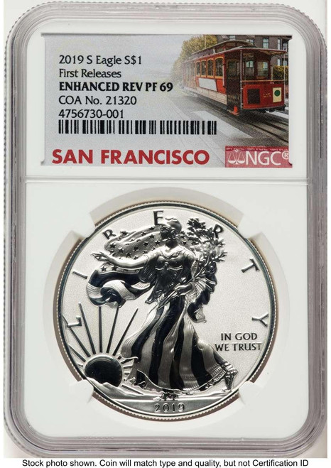 Bullionshark 2019-S S$1 Reverse Proof American Silver Eagle Coin NGC rev PF69   Enhanced Rev PR - First Strike - HAT769485081 