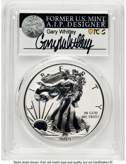 Bullionshark 2019-S S$1 Reverse Proof American Silver Eagle Coin PCGS rev PR70 - Enhanced - Grey Whitley Signature - First Strike - HAT520338029 