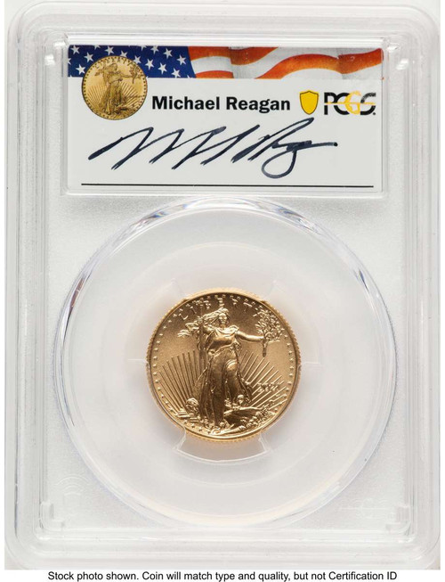 2021-W $10 Proof 1/4 oz American Gold Eagle Coin PCGS PR70 DCAM - Type Two - Unfinished  Dies coin front image