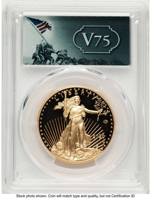 2020-W G$50 Proof 1 oz American Gold Eagle Coin PCGS PR70 DCAM - v75 Privy - First Strike coin front image