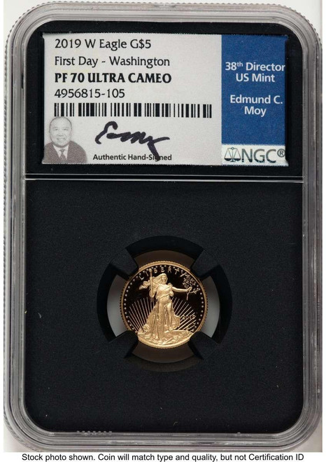 2019-W $5 Proof 1/10 oz American Gold Eagle Coin NGC PF70 UCAM One