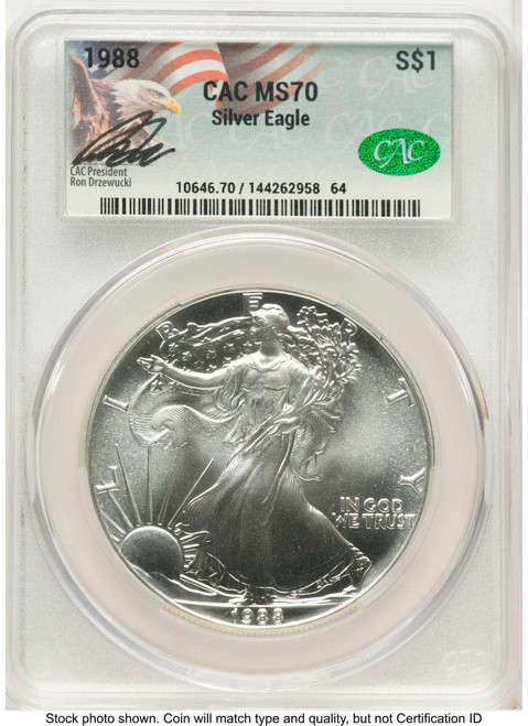 Bullionshark 1988 S$1 American Silver Eagle Coin CACG MS70 - HAT759715008 