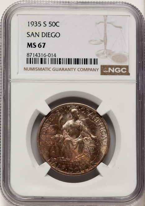 1935-S 50C Commemorative Silver Coin NGC MS67   San Diego coin front image