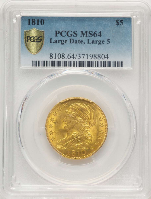 1810 $5 Early Half Eagle Coin PCGS MS64   Large Date - Large 5 coin front image