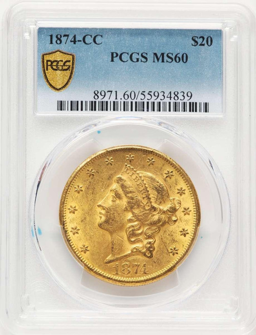 Bullionshark 1874-CC $20 Liberty Gold Double Eagle PCGS MS60 - HAT786940030 