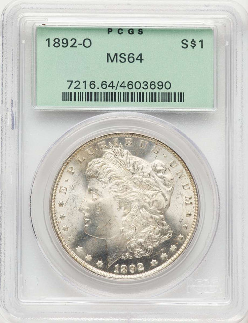 1892-O S$1 Morgan Silver Dollar Coin PCGS MS64 coin front image