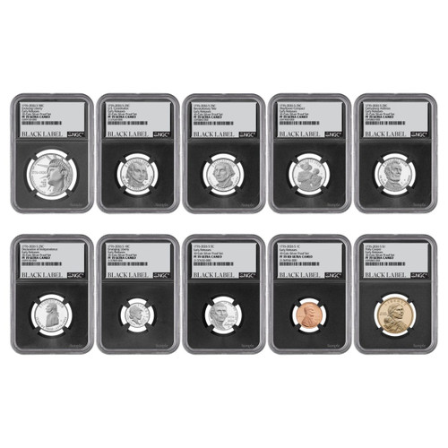2026 Semiquincentennial Silver Proof Set Complete 10-Coin NGC PF70 Ultra Cameo Black Label Set – Limited Edition 1 of 25