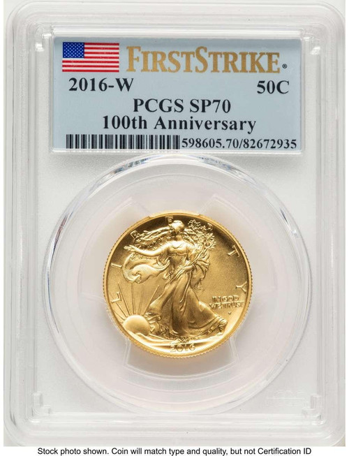 Bullionshark 2016-W 50C Modern Bullion Coin PCGS MS70   Walking Liberty - Half-Ounce Gold - First Strike - HAT508212010 
