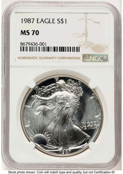 Bullionshark 1987 S$1 American Silver Eagle Coin NGC MS70 - HAT779314024 